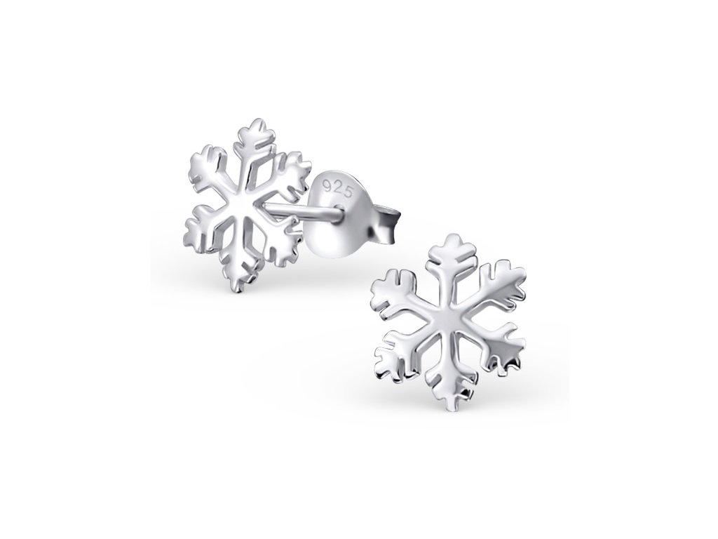 Stříbrné náušnice sněhová vločka ze stříbrnictví OLIVIE. Hezký dárek k Vánocům.