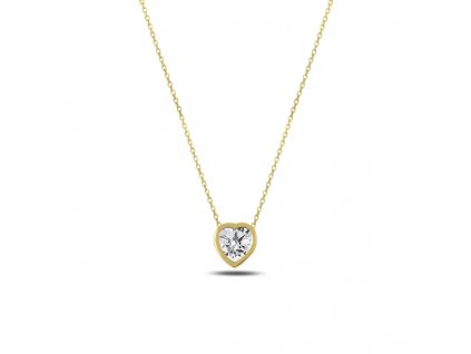 Stříbrný náhrdelník ZIRKONOVÉ SRDCE GOLD je pozlacený. Stříbrnictví OLIVIE. Nejkrásnější dárek z lásky.