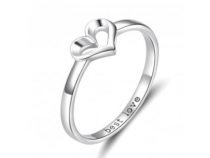 Stříbrný prsten SRDCE BEST LOVE