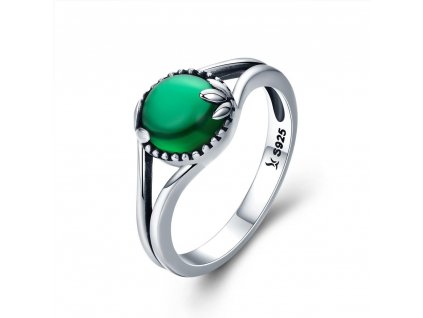 Stříbrný prsten SMARAGDOVÝ ZIRKON zelený