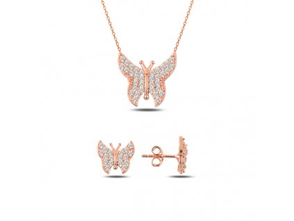 Sada stříbrných šperků ROSE MOTÝL, růžově pozlacená ze stříbrnictví OLIVIE.