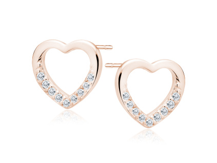 Stříbrné náušnice SRDCE ROSE růžově zlacené od Olivie.