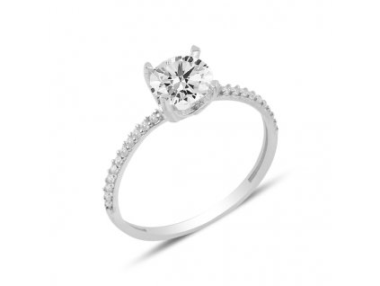 Stříbrný zásnubní prstýnek z lásky se zirkonem. Nejkrásnější dárek pro ženu. OLIVIE.