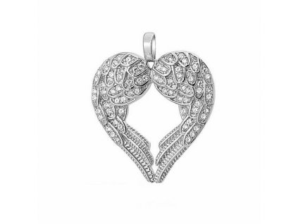 ANDĚLSKÉ SRDCE stříbrný náhrdelník, dárek k Vánocům, narozeninám, Valentýnu. OLIVIE. Andělská křídla šperk.