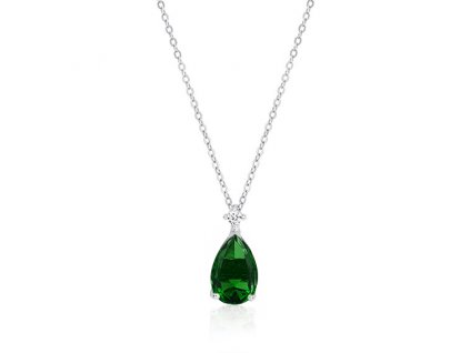 Stříbrný náhrdelník ZELENÁ SLZA od oLIVIE, krásný dárek pro ženu