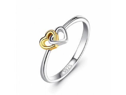 Stříbrný prstýnek SPOJENÁ SRDCE, dárek z lásky, pro zamilované, k Vánocům, k Valentýnu.