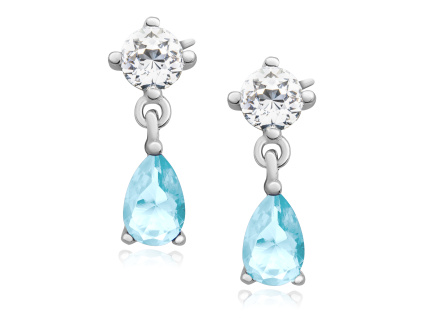 Stříbrné náušnice AQUA akvamarínový zirkon.