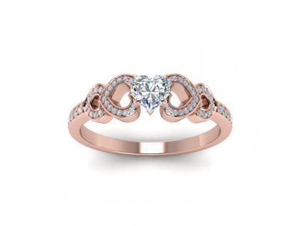 Stříbrný prsten SRDCE ROSE, růžově zlacený se zirkony od OLIVIE