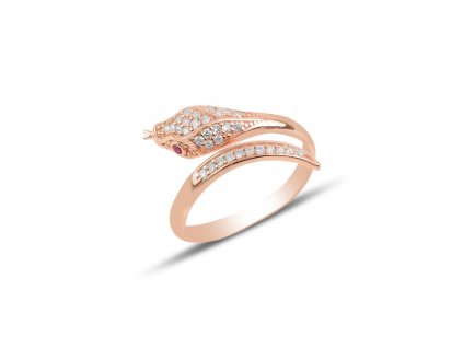 Stříbrný prsten RŮŽOVÝ HAD růžově pozlacený od OLIVIE