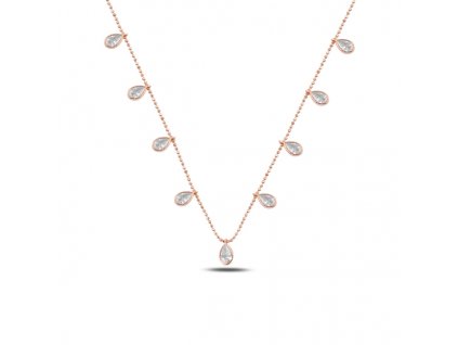 Stříbrný náhrdelník KAPKY ROSE růžově zlacený od OLIVIE