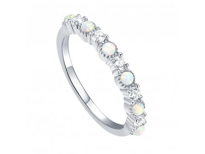 Luxusní stříbrný prsten s opály a zirkony od OLIVIE