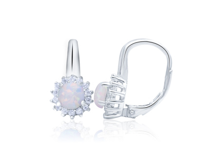 Stříbrné visací náušnice BÍLÝ OPÁL od OLIVIE