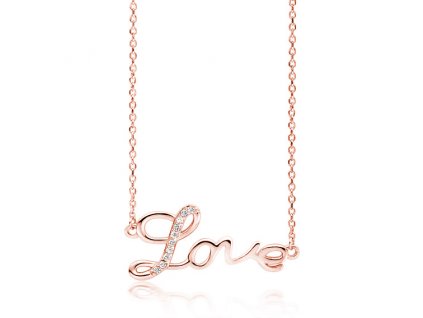 Stříbrný náhrdelník LOVE ROSE růžově pozlacený od OLIVIE. Krásný dárek pro ženu, partnerku, přítelkyni.