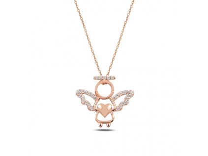 Stříbrný náhrdelník ANDĚL ROSE růžově zlacený se zirkony od OLIVIE