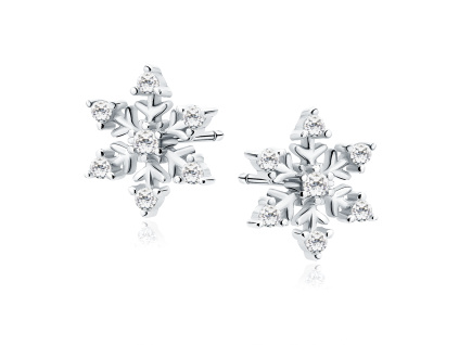 Stříbrné náušnice SNĚHOVÁ VLOČKA od OLIVIE. Krásný dárek k Vánocům pro ženu.