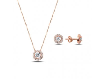 Sada stříbrných šperků ZIRKON ROSE růžově pozlacená souprava od OLIVIE.