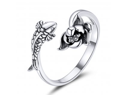 Stříbrný velikostně nastavitelný oxidovaný prsten KOI s platinovou povrchovou úpravou koupíte v internetovém obchodě OLIVIE.cz