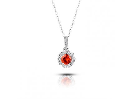 Stříbrný náhrdelník ZÁPAD SLUNCE s červeným zirkonem koupíte u OLIVIE. Vhodný jako dárek pro maminku, babičku, manželku nebo přítelkyni.