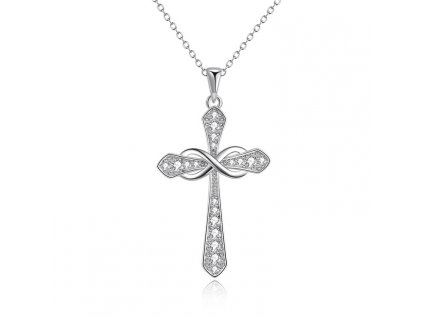 Luxusní stříbrný náhrdelník KŘÍŽEK a NEKONEČNO, krásný dárek k Vánocům, ke křtu nebo k narozeninám.