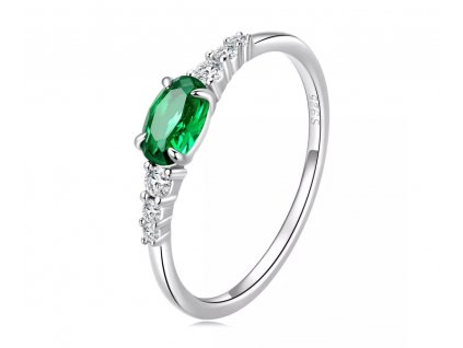 Krásný stříbrný prsten SMARAGDOVÉ ŠTĚSTÍ se zeleným zirkonem od OLIVIE.cz