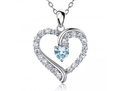 Stříbrný náhrdelník MODRÉ SRDCE ze stříbrnictví od OLIVIE. Nejkrásnější dárek z lásky pro ženu. Daruj své srdce.