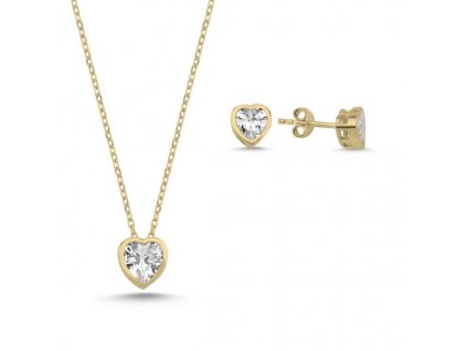 Stříbrná sada šperků SRDCE GOLD je pozlacená žlutým zlatem. Je vhodná jako krásný dárek z lásky pro ženu či dívku. Koupíte ji ve stříbrnictví OLIVIE.cz.