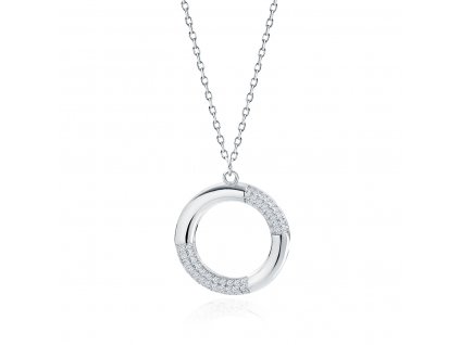 Stříbrný náhrdelník KRUH se vsazenými zirkony ze stříbrnictví OLIVIE.