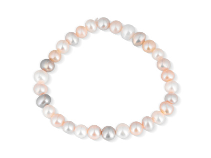 Náramek z vícebarevných sladkovodních perel POTATO AA o průměru 7-8 mm ze stříbrnictví OLIVIE. Pravé perly.