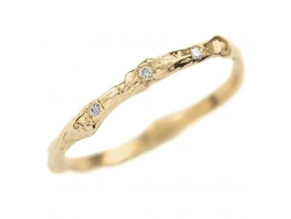 Stříbrný prsten KŮRA STROMU GOLD je pozlacený žlutým zlatem. Stříbrnictví OLIVIE.