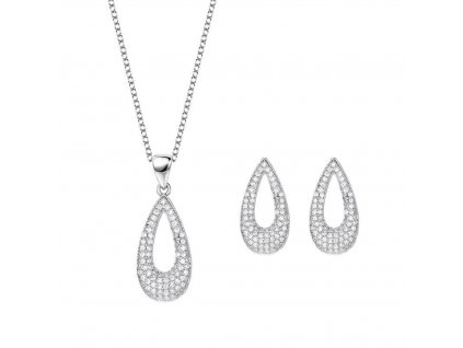 Velmi krásná sada stříbrných šperků KAPKA se skládá z náušnic a náhrdelníku. Stříbrnictví OLIVIE - nejkrásnější dárky pro ženu.