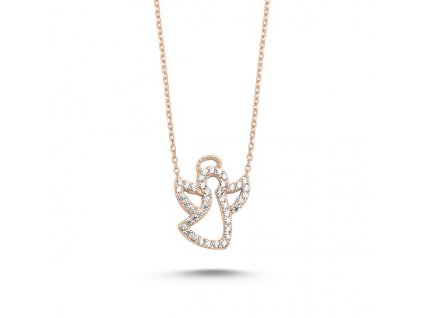 Stříbrný náhrdelník ANDĚL ROSE pozlacený růžovým zlatem.