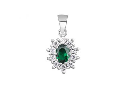 Stříbrný smaragdový přívěsek zelený ze stříbrnictví OLIVIE.