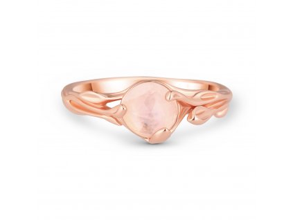 Stříbrný prsten MĚSÍČNÍ KÁMEN růžově pozlacený. Kůra stromu, větvička a příroda - to jsou hlavní motivy tohoto jedinečného prstenu. Stříbrnictví OLIVIE.