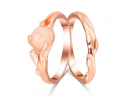 Dva stříbrné prsteny MĚSÍČNÍ KÁMEN pozlacené růžovým zlatem ze stříbrnictví OLIVIE.
