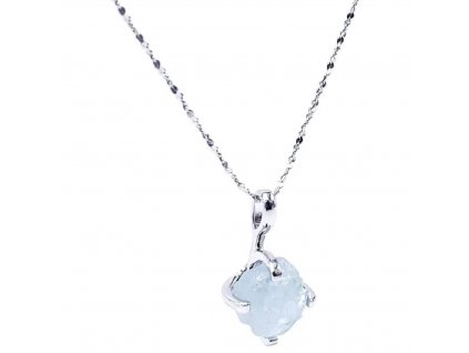 Stříbrný náhrdelník SUROVÝ AKVAMARÍN ze stříbrnictví OLIVIE.