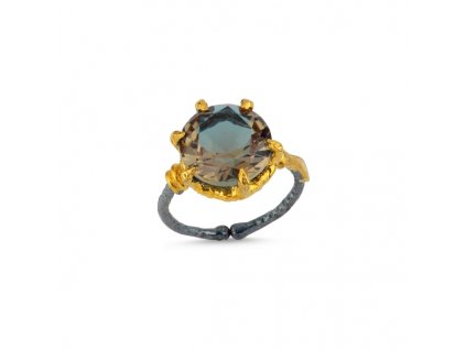 Stříbrný prsten ARANKA - sultanitový prsten s černým rhodiem ze stříbrnictví OLIVIE.