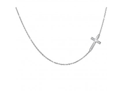 Krátký stříbrný náhrdelník KŘÍŽEK má délku řetízku 40 cm.