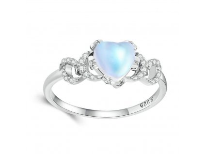 Stříbrný prsten MĚSÍČNÍ KÁMEN se srdíčkem ze stříbrnictví OLIVIE.