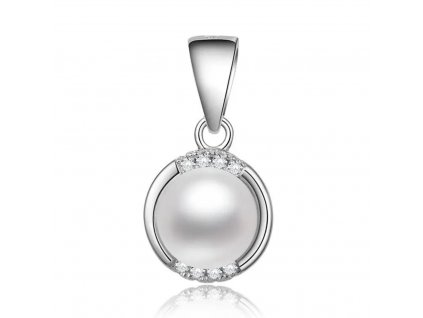 Luxusní stříbrný přívěsek se sladkovodní perlou a vsazenými zirkony.