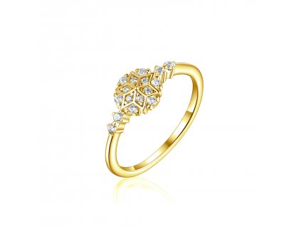 Stříbrný prsten SNĚHOVÁ VLOČKA GOLD je pozlacený ze stříbrnictví OLIVIE. Nejkrásnější vánoční dárek pro ženu!