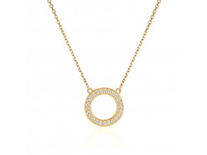 Stříbrný luxusní náhrdelník KRUH GOLD je pozlacený. Stříbrnictví OLIVIE.