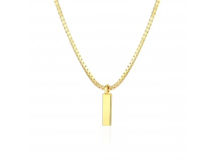 Stříbrný luxusní moderní náhrdelník BOX GOLD pozlacený s destičkou ze stříbrnictví OLIVIE.