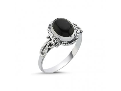 Stříbrný prsten černý ONYX přírodní kámen ze stříbrnictví OLIVIE.