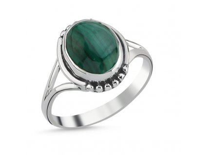 Stříbrný prsten MALACHIT - zelený přírodní kámen ze stříbrnictví OLIVIE.
