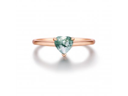 Pouťový stříbrný prstýnek z lásky MECHOVÝ ACHÁT ze stříbrnictví OLIVIE je pozlacený růžovým zlatem.