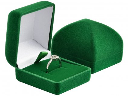 Dárková sametová krabička ZELENÁ na prsten nebo náušnice.