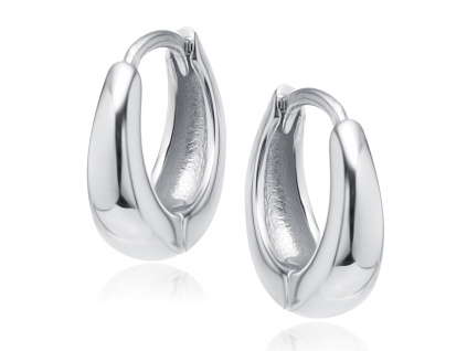 Stříbrné moderní lesklé kroužkové náušnice od OLIVIE.