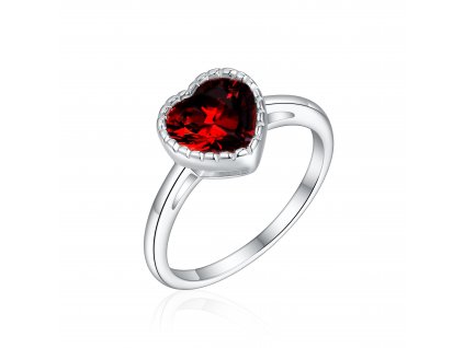 Stříbrný prsten s červeným srdcem. Nejkrásnější dárek z lásky. OLIVIE.