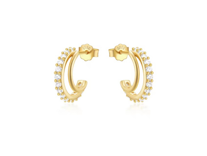 Stříbrné náušnice PŮLKRUHY pozlacené 14K zlatem od OLIVIE.cz