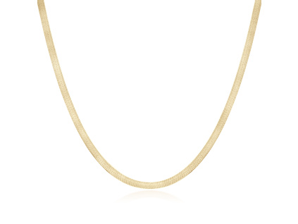 Stříbrný plochý 45cm náhrdelník GOLD je pozlacený 24K zlatem. Olivie.